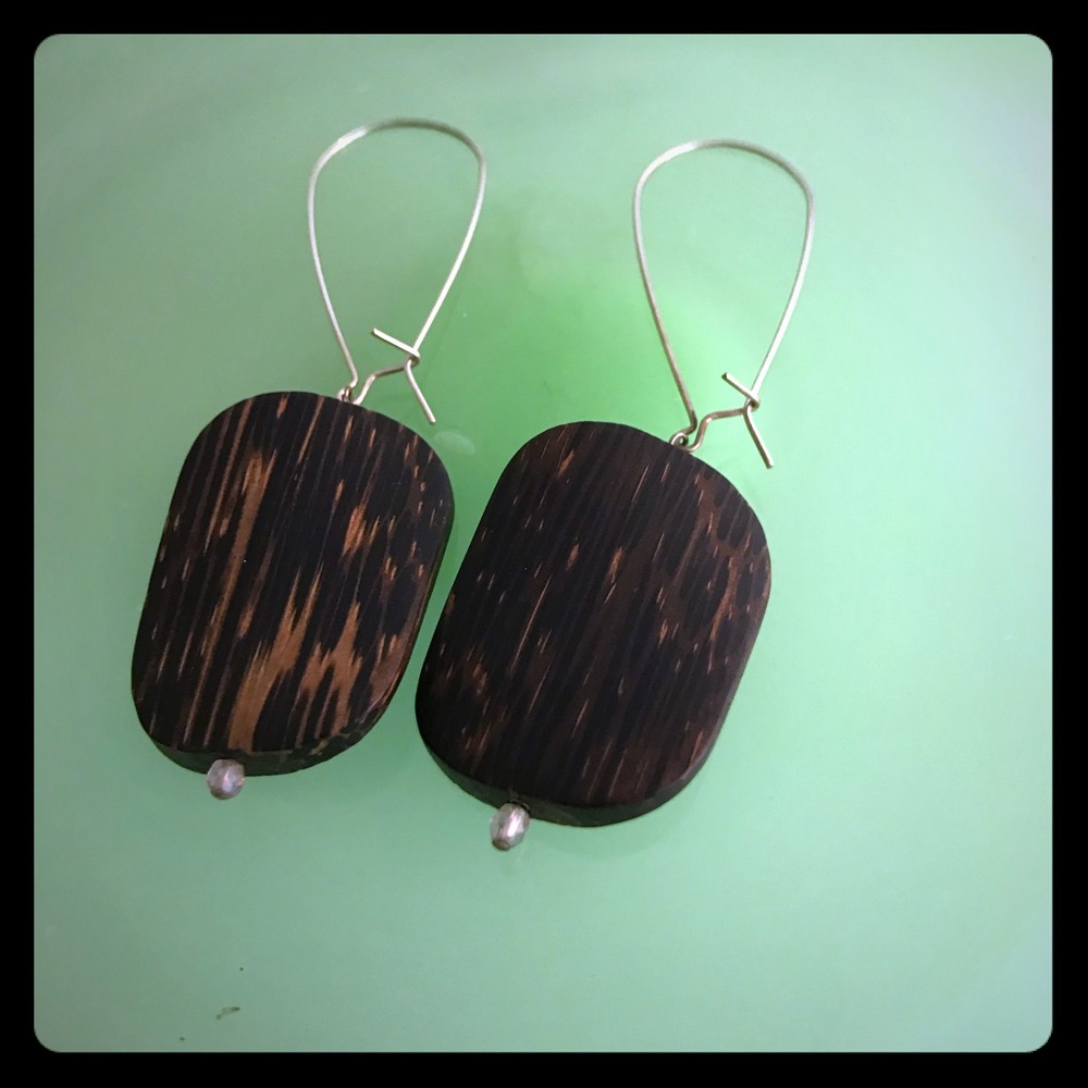 Wood & Sparkle Long Earrings